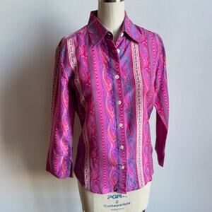 WHAT'S THE SCOOP Pink Paisley Silk Button-down Shirt